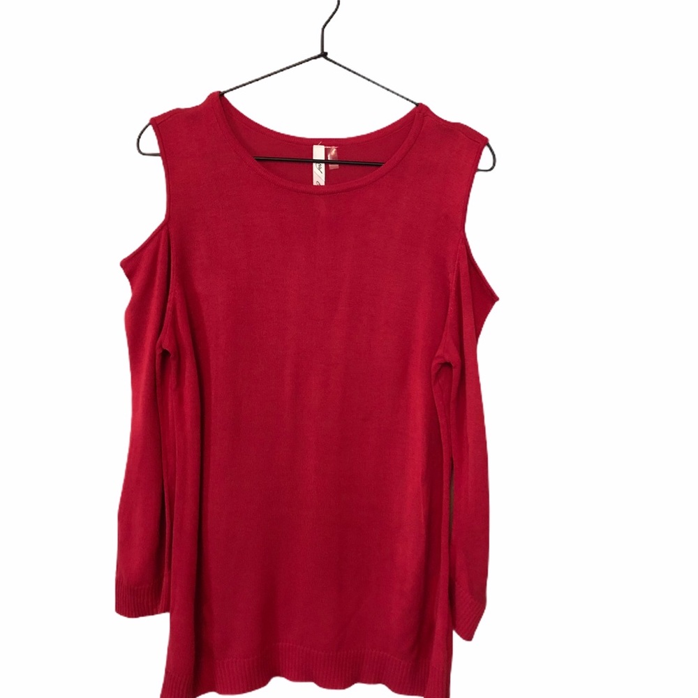Pink Cold Shoulder Light Sweater